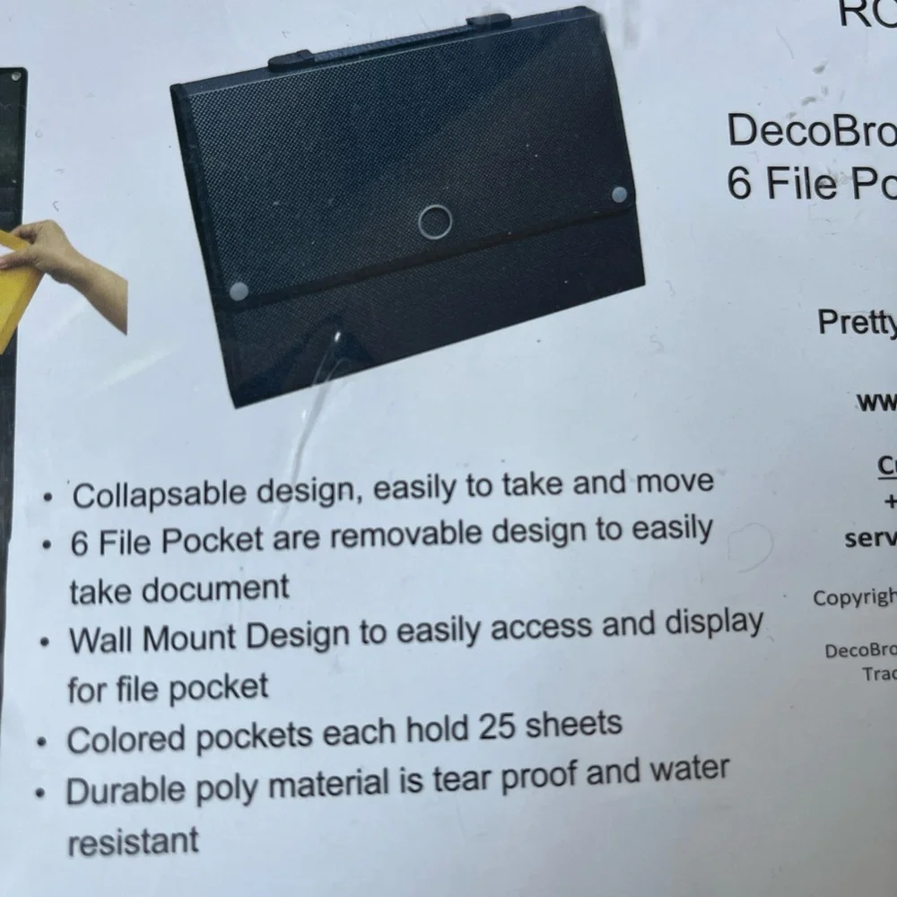 Cascadng Wall Mount 6 File Pocket Organizer by DecoBrothers #RO-007-1 Black